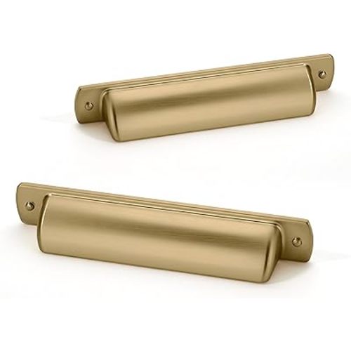 khtumeware 6 Pack 3" Drawer Pulls Champagne Bronze Cabinet Cup Pulls Kitchen Hardware Cabinet Handles Drawer Handles Knobs 3 inch Hole Center