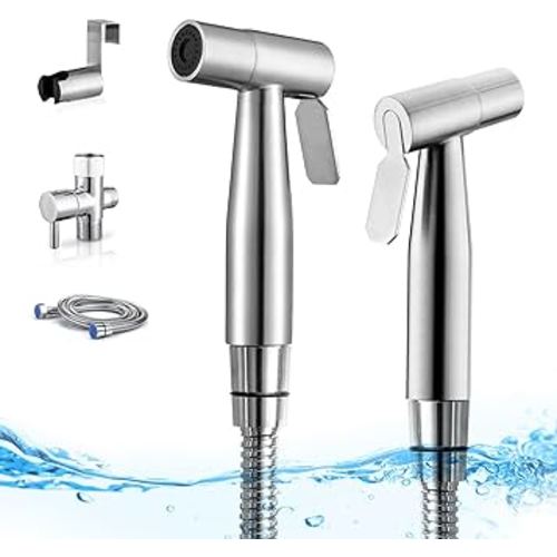 Arofa Handheld Bidet Sprayer for Toilet - 2 Pack Bidets Faucet for Existing Toilets Cloth Diaper Jet Sprayer, Stainless Steel Muslim Shower with Bidet Hose for Feminine Wash