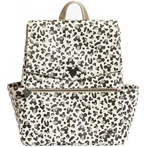 Freshly Picked Classic Diaper Bag Backpack, Wipeable Vegan Leather, With Changing Pad, Convertible (Mickey Leopard)