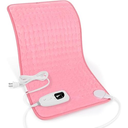Heating Pad,Electric Heating Pads for Back,Hot Heated Pad for Abdomen,Shoulder,Knee,Multiple Temp and Auto Shut Off(Baby Pink,12''×24'')