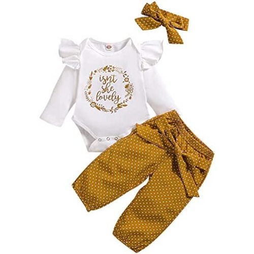 Infant Baby Girl Clothes Newborn Girl Outfit Long Sleeve Romper Pants Set Cute Baby Clothes for Girls Fall/Winter