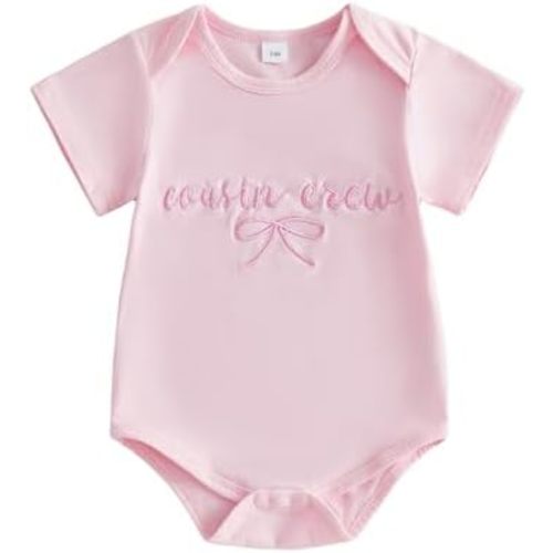 GOOCHEER Cousin Crew Matching Outfit Kids Newborn Baby Girl Bubble Romper Short Sleeve Toddler Girl T-Shirt Clothes Summer