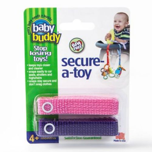 Baby Buddy® 2-Pack Secure-A-Toy in Pink/Purple - PINK/PURPLE - SET OF 2