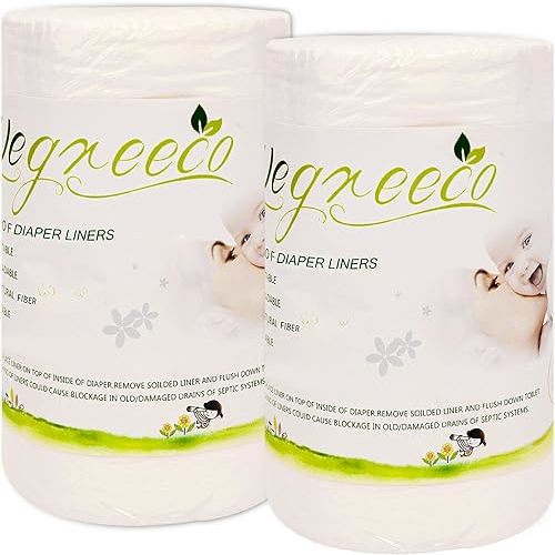 wegreeco Unscented Diaper Liners - Fragance Free and Chlorine Free Cloth Diaper Liners - 100 Sheets Per Roll (2 Roll)