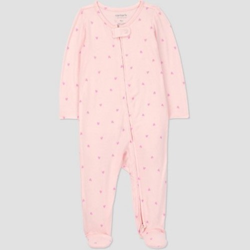 Carter's Just One You® Baby Girls' Comfy Soft Hearts Sleep N' Play - Pink Hearts 9M