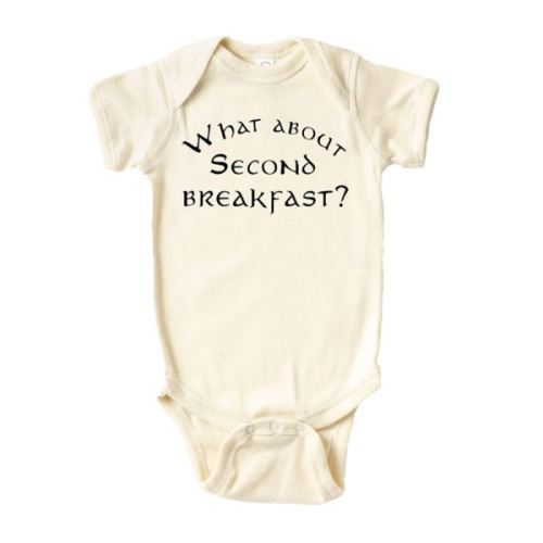 What About Second Breakfast Onesie® - 100% Cotton -Cream Color (6 Month, Cream)