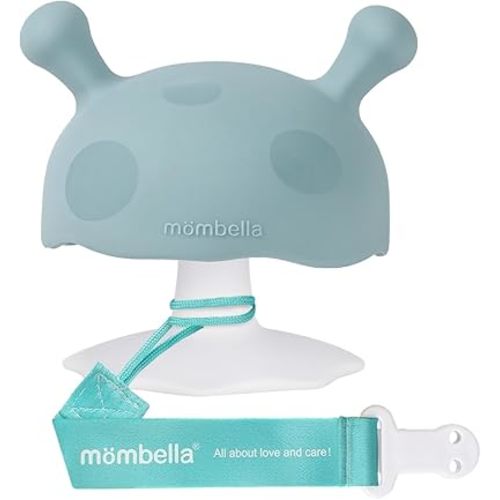 Baby Teething Toys for 3-12 Months+,Silicone Mombella Baby Teether with Suction Base,Soft & Easy to Grasp for Teething Relief,Safe & Comfortable Teether Toys for Sucking Needs,BPA Free (Iron Green)