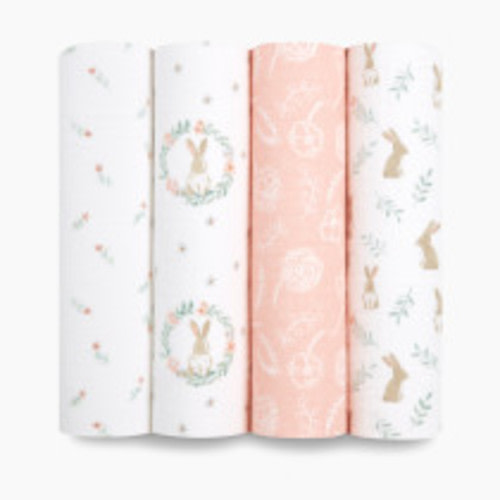 Aden + Anais Essentials Cotton Muslin Swaddles (4 Pack) - Blushing Bunnies