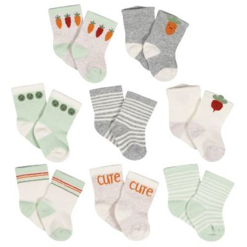Gerber Baby Boys' 8-pack Jersey Wiggle Proof® Socks Happy Veggies - 6-9 Months