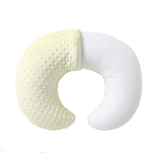 Nursing Pillow and Positioner, Breastfeeding, Bottle Feeding, Baby Sitting Support with Removable Ultra Soft Cover, Tummy Time Support for Baby Boys and Girls (Tender Yellow)