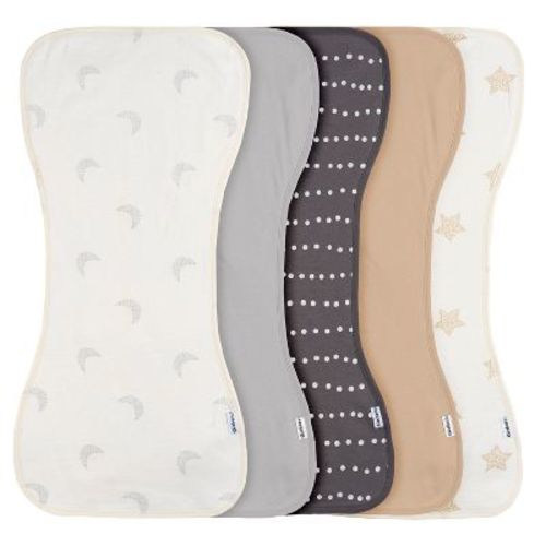 Gerber Baby Neutral Burp Cloths - Tan Grey - One Size Fits Most - 5-pack