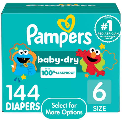 Free Shipping! Pampers Baby Dry Size 6 Baby Diapers 144 Count Leakproof Night Absorbent Hypoallergenic