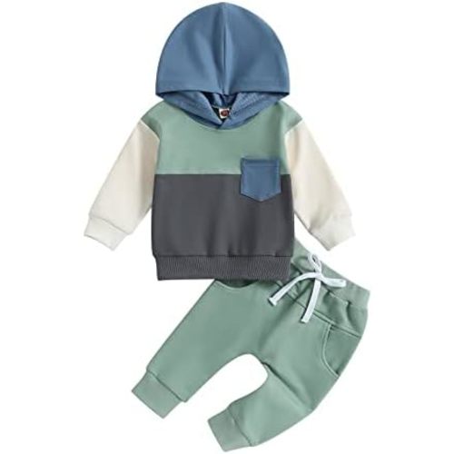 2Pcs Baby Boys Hoodie Tops Pants Set Dinosaur Deer Print Sweatsuit Fall Winter Outfits