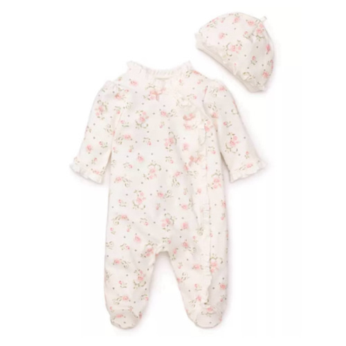 Girls' Vintage Rose Footie & Cap - Baby
