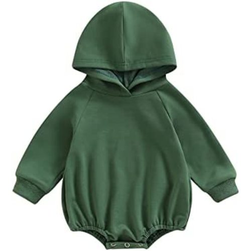 Thorn Tree Newborn Baby Boys Hooded Sweatshirt Long Sleeve Solid Romper Infant Baby Fall Winter Spring Outfits