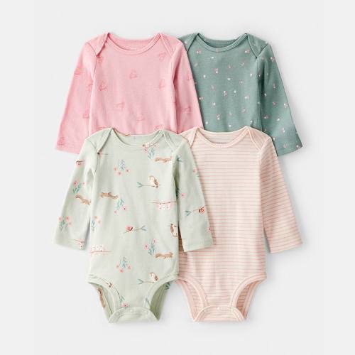 Baby Girl Carter's 4-Pack Owl Print Long-Sleeve Bodysuits