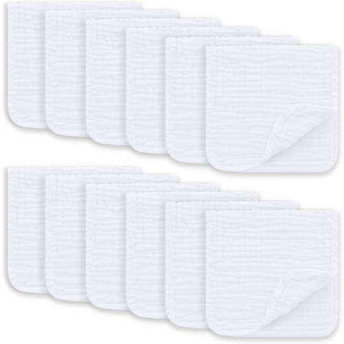 Muslin Burp Cloths Large 100% Cotton Hand Washcloths for Boys & Girls, Baby Essentials Extra Absorbent and Soft Burping Rags for Newborn Registry (12-Pack, 20" X10")