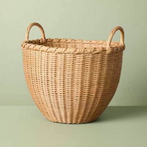 Medium Round Woven Rattan Storage Basket with Handles - Hearth & Hand™ with Magnolia