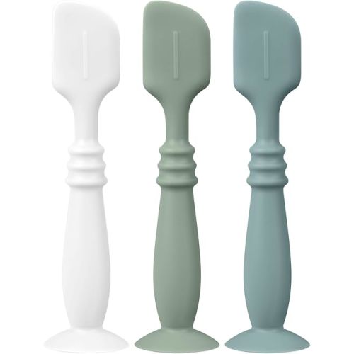 3 Packs Silicone Diaper Cream Applicator with Suction Base, Diaper Cream Spatula Applicator for Babies, Soft Silicone Diaper Cream Brush (White/Sage/Ether)