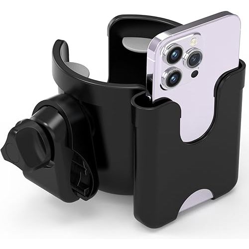 Stroller Cup Holder with Phone Holder, Bottle Holder for Wheelchair, Walker, Bike, Stroller Accessories for Uppababy, Nuna, Doona, Gifts for Her, Him, Kids