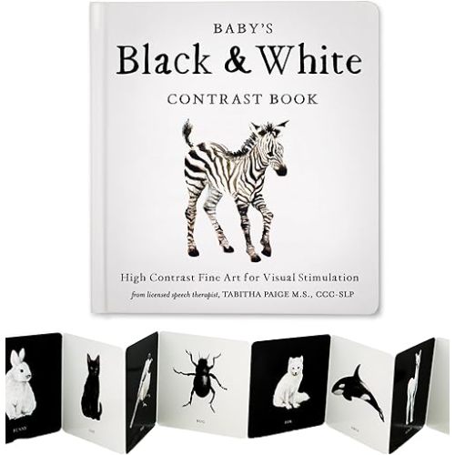 Baby's Black and White Contrast Book: High-Contrast Art for Visual Stimulation at Tummy Time (Tabitha Paige Children's Book Series) Board book – Picture Book, August 1, 2023