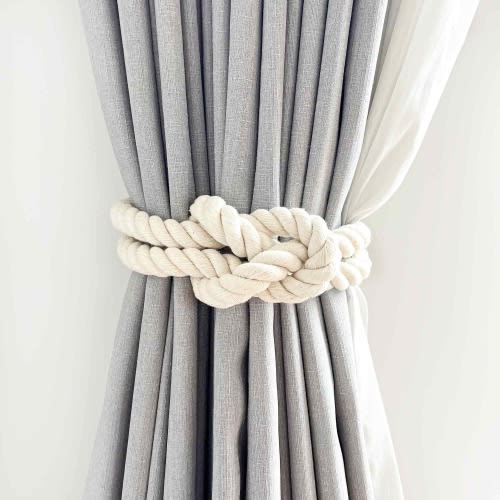 Cotton Reef Knot Curtain Tie Back, Coastal Curtain Tie Back, Bohemian Curtain Tie Back, Boho Chic Tie Back, Cotton Tie Back, Hamptons Decor