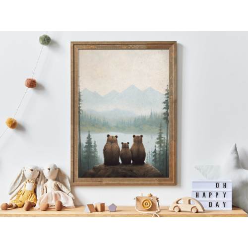 Bear Nursery Art, Bear Family Print, Forest Animal Prints, Woodland Nursery Prints, Toddler Room Decor Boy, Printable Wall Art