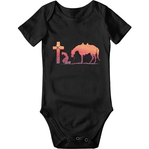 Cowboy Horse Prayer Cross Newborn Girl Boy Romper Jumpsuit Bodysuit Baby Outfits Infant Clothes