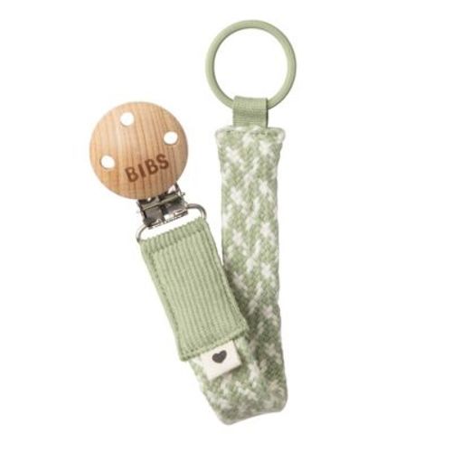 Bibs Braided Pacifier Clip - Sage/ivory
