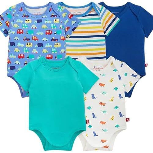 Magnetic Me Cloudstretch 5-Pack Bundle | Magnetic Baby Bodysuits, NB