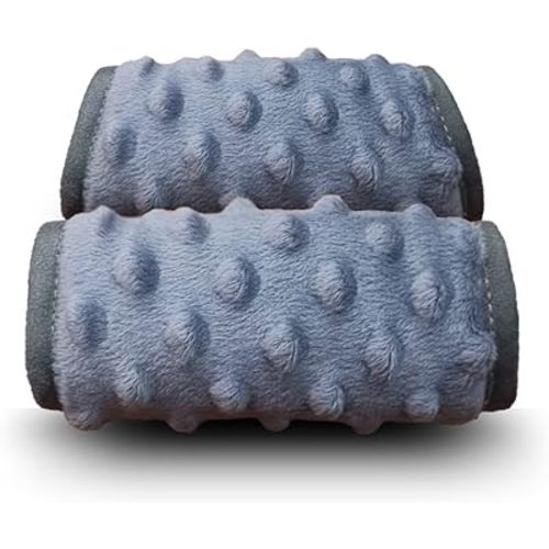car seat Strap Cover for Baby, seat Belt Cover Cushion, Belt Pads fit Baby Carrier/Pushchair/Stroller, Cozy Peace Dotted Minky, Solid Grey