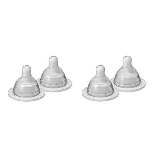 MAM Bottle Nipples Extra Slow Flow Nipple Size 0, for Newborn Babies and Older, SkinSoft Silicone Nipples for Baby Bottles, Fits All MAM Bottles, 4 Count (Pack of 1)