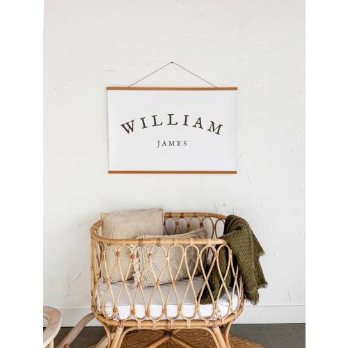 Custom Baby Name Flag, Canvas Tapestry, Personalized Baby Gift, Kid&#39;s Room Name Banner Art, Fabric Wall Hanging, Boho Nursery Art Decor