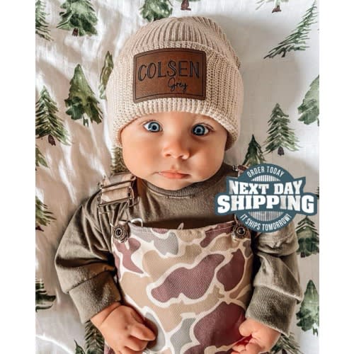 Personalized Infant & Toddler Ribbed Printed Name Beanie