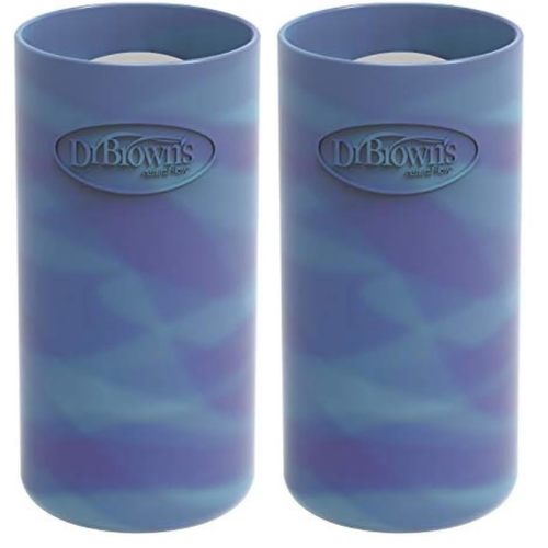 Dr. Brown's Natural Flow Options+ Glass Baby Bottle Sleeves,100% Silicone,8 oz,Narrow,Glow in The Dark (Pack of 2)