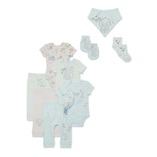 Disney Baby Wishes + Dreams Layette Dumbo Shower Gift Set, 9-Piece, Sizes NB-12M