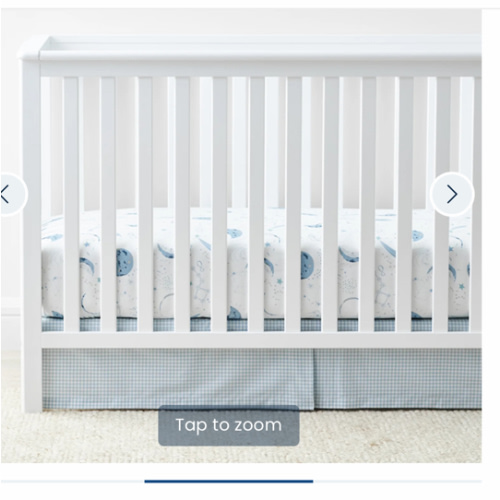 Ditsy Gingham Classic Cool Organic Cotton Percale Tailored Crib Skirt
