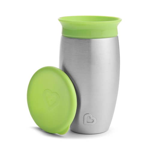 Munchkin Miracle 360° Stainless Steel Sippy Cup, 10 oz, Green, Unisex