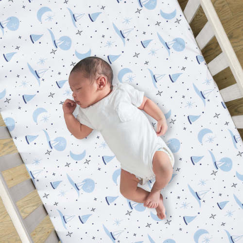Little Skipper Cotton Nautical Sailboat Fitted Crib/Toddler Sheet – Lambs & Ivy