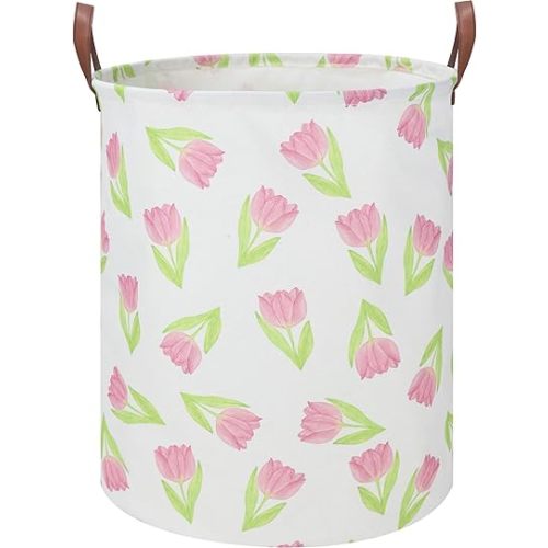 Kids Laundry Hamper,Laundry Basket,Baby Nursery Hamper,Waterproof Storage Bin,Clothes Organizer,Toys Bin,Room Decor(Tulip)