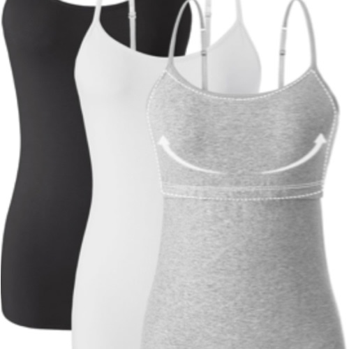 Orrpally Women Cotton Camisole Shelf Bra Cami Tank Tops Adjustable Spaghetti Strap Tank Top 3-Pack