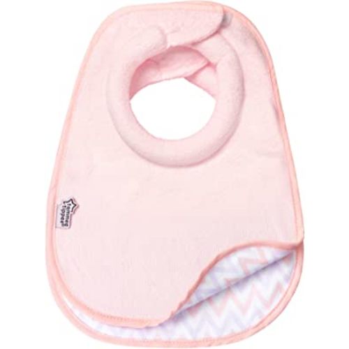 Tommee Tippee Closer to Nature Comfi-Neck Baby Bib with Padded Collar, Reversible – Pink Chevron, 2 Count