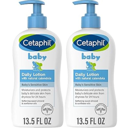 Baby Daily Lotion with Organic Calendula |Vitamin E | Sweet Almond & Sunflower Oils |13.5 Fl. Oz (Pack of 2)