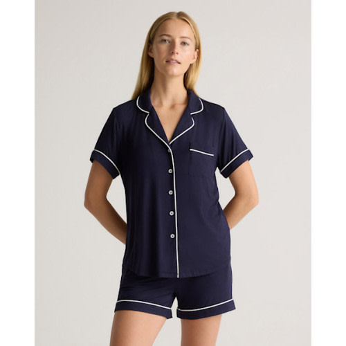 Bamboo Jersey Short Sleeve Pajama Set in True Black