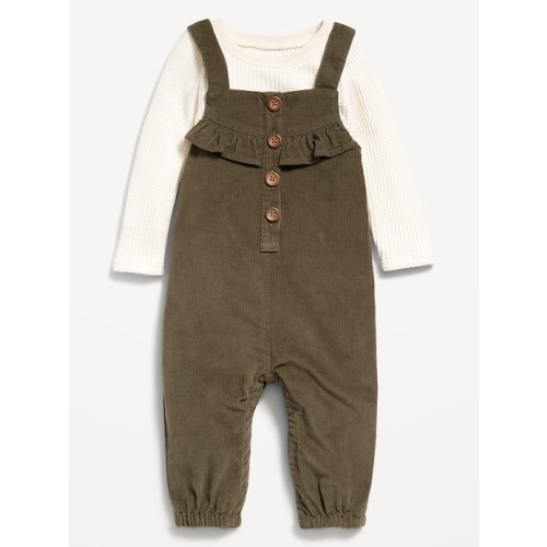 Long-Sleeve Cozy-Knit T-Shirt and Corduroy Overalls Set for Baby | Old Navy