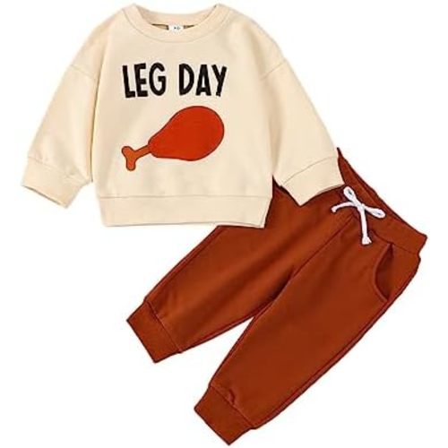 Baby Boy Girl Thanksgiving Outfit Gobble Long Sleeve Sweatshirt Elastic Waist Jogger Pants Set Toddler 2Pcs Outfit