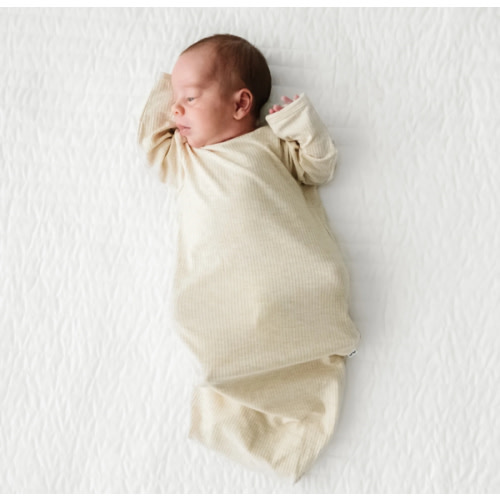 Heather Oatmeal Ribbed Infant Gown - Little Sleepies