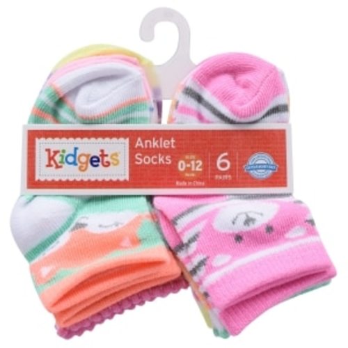 Kidgets Printed 0-12 mo. Anklet Socks, 6 Pair | Family Dollar