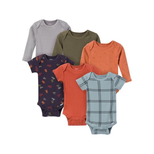 Gerber Baby Boys' 6-Pack Onesies Bodysuits, Blue Plaid, Newborn