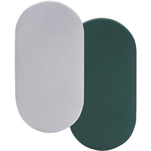 Pro Goleem Muslin Bassinet Sheet for Boys and Girls, Soft Breathable Fitted Cotton Baby Sheets Set for Oval Hourglass and Rectangular Bassinet Mattress, Neutral, 2 Pack (Grey&Green)